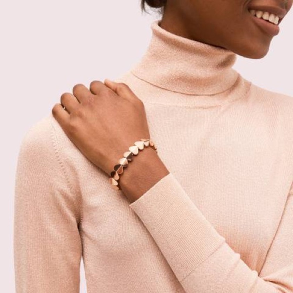 Kate Spade ♠️ Rose Gold Heart ❤️ Stretch Bracelet - Picture 1 of 6
